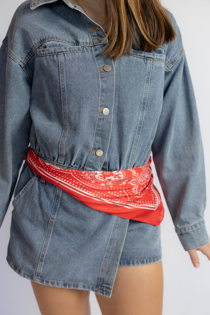 In A Daze Denim Skort Romper