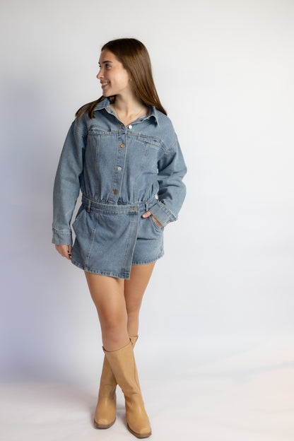 In A Daze Denim Skort Romper