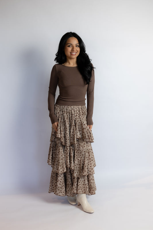 She's Back Tiered Maxi Skirt