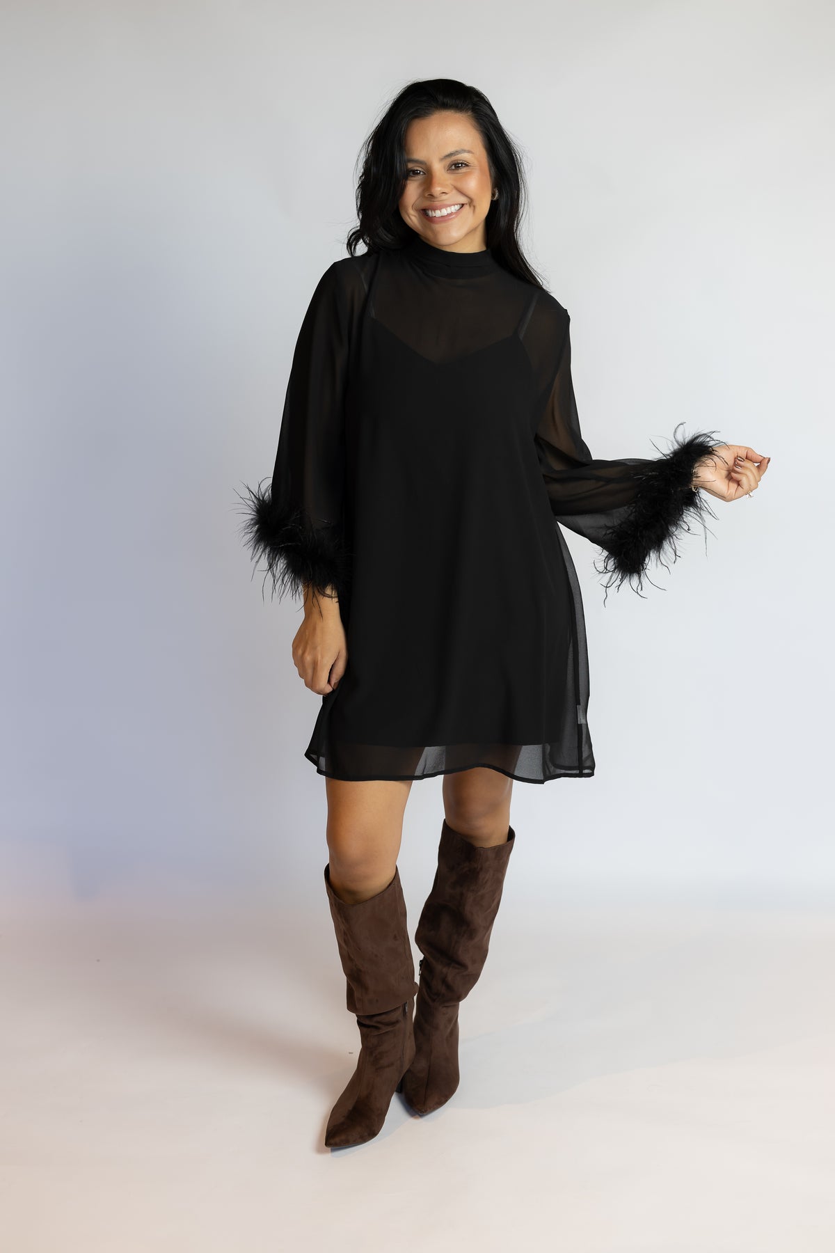 Harley Feather Trim Dress