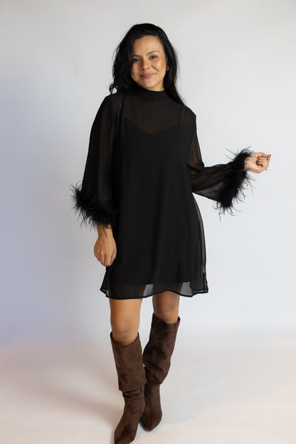Harley Feather Trim Dress