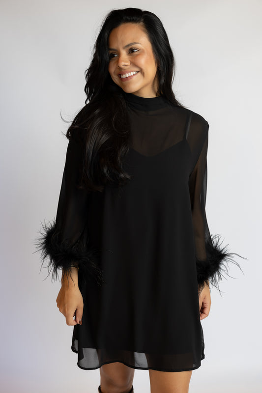 Harley Feather Trim Dress