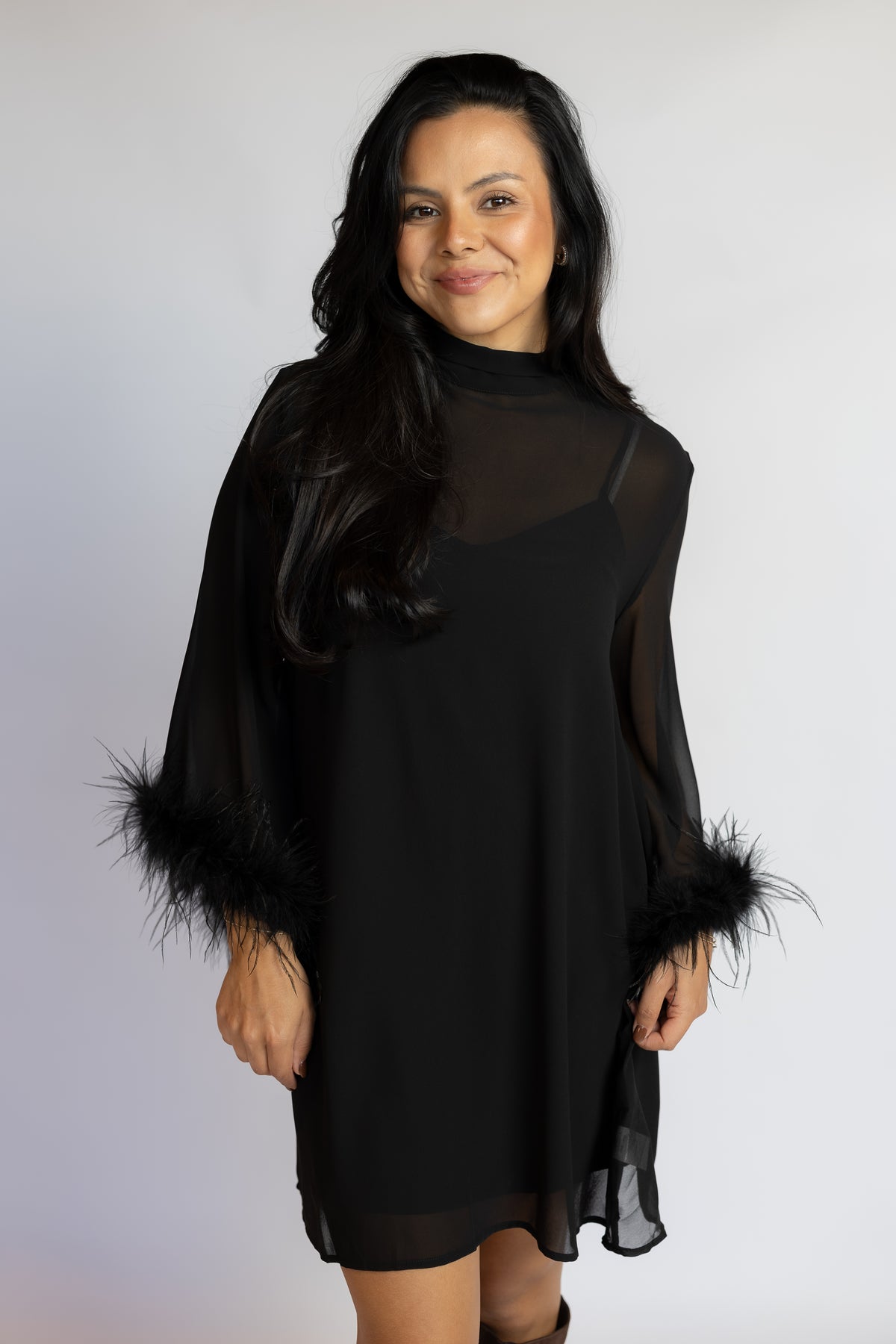 Harley Feather Trim Dress