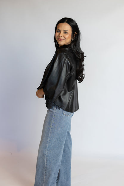 Nick Faux Leather Button Down