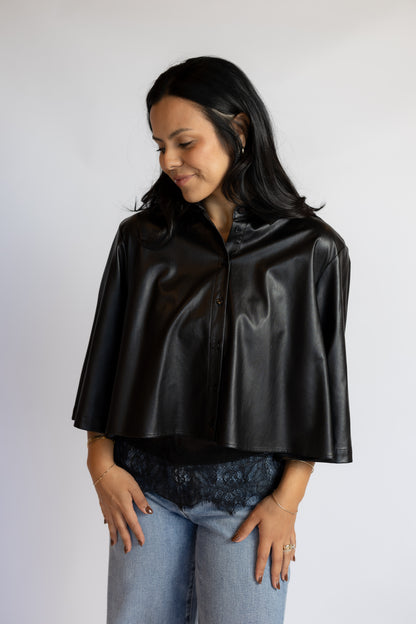 Nick Faux Leather Button Down