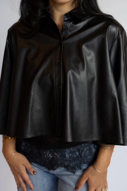 Nick Faux Leather Button Down