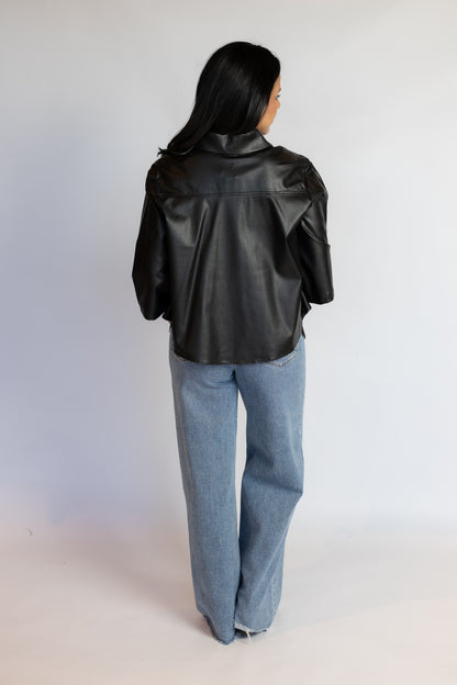Nick Faux Leather Button Down