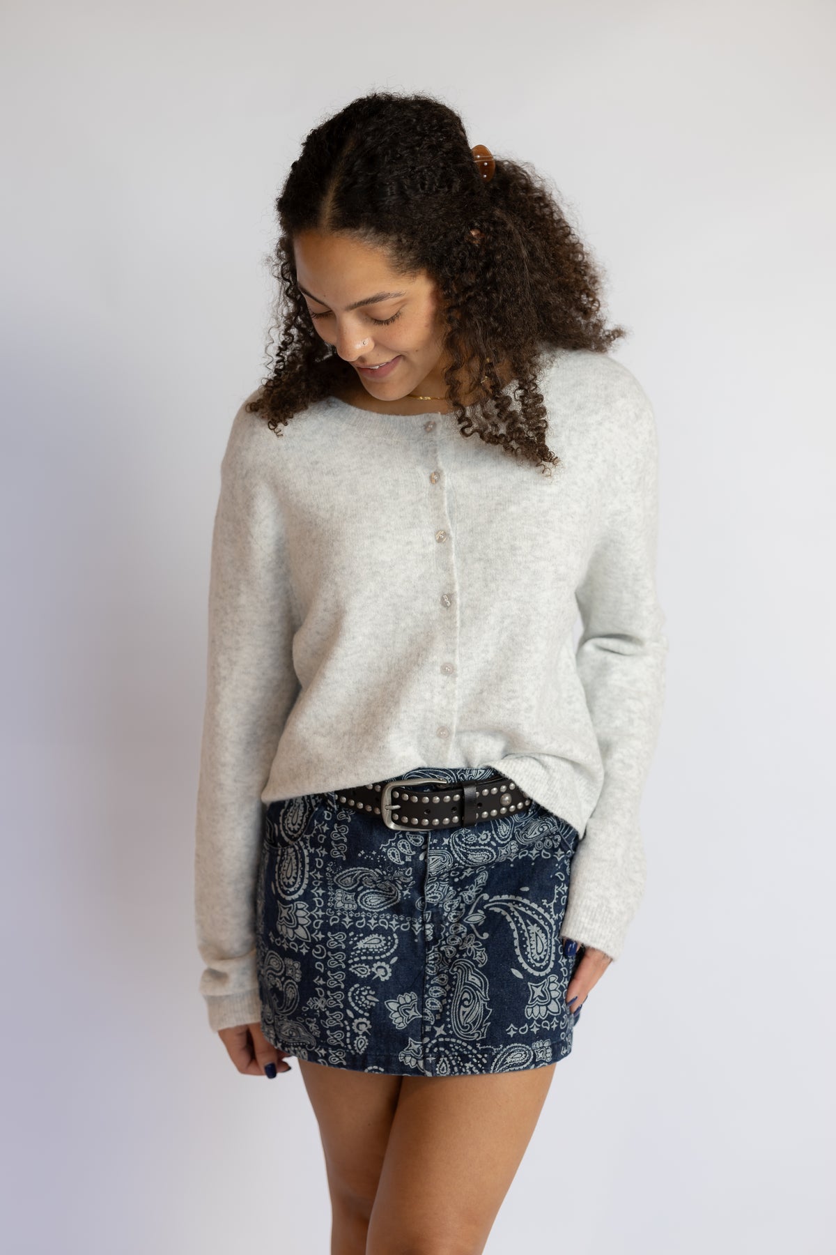 Allie Paisley Printed Denim Skort