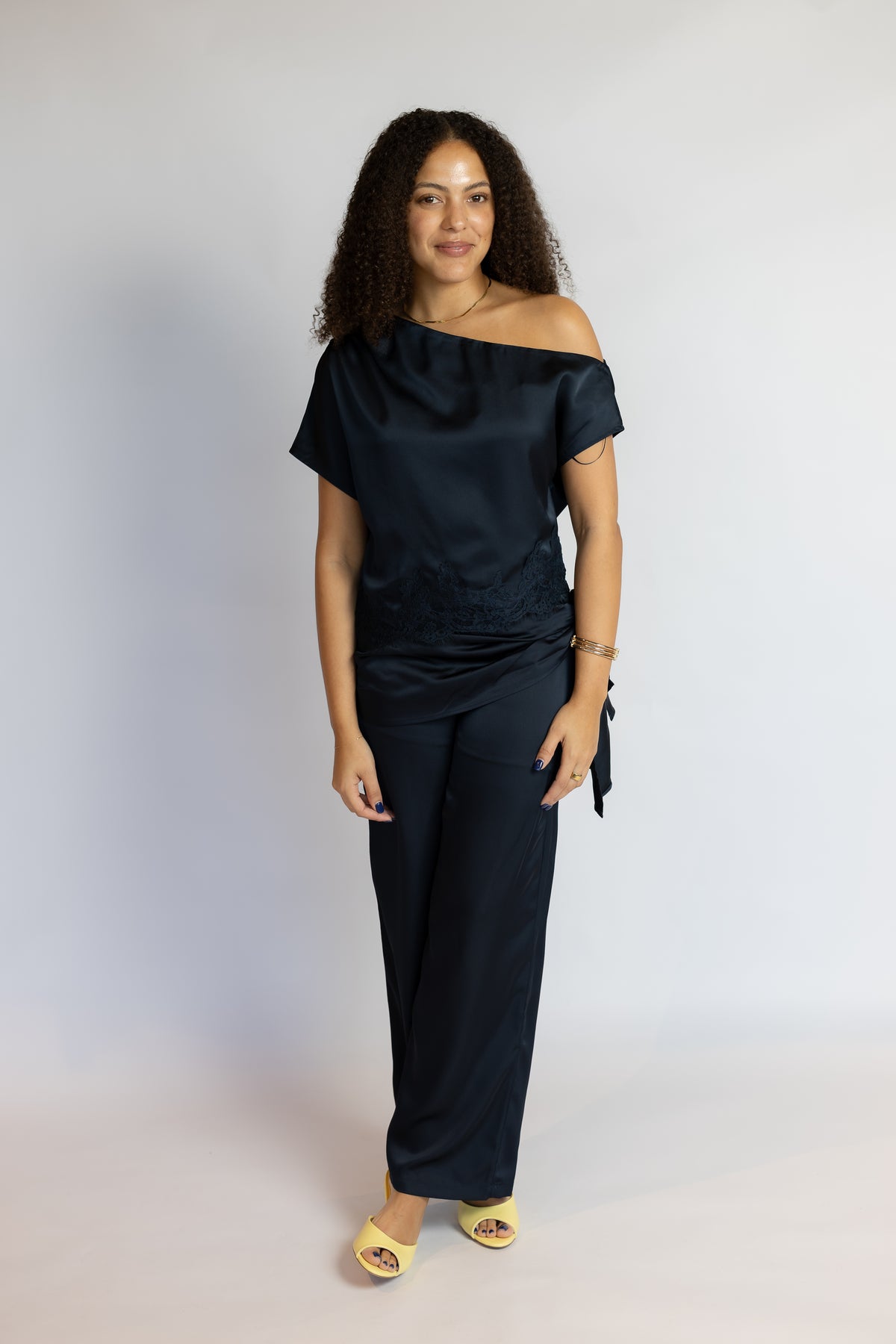 Under The Lights One Shoulder Satin Top