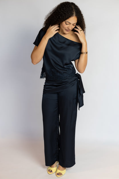 Under The Lights One Shoulder Satin Top