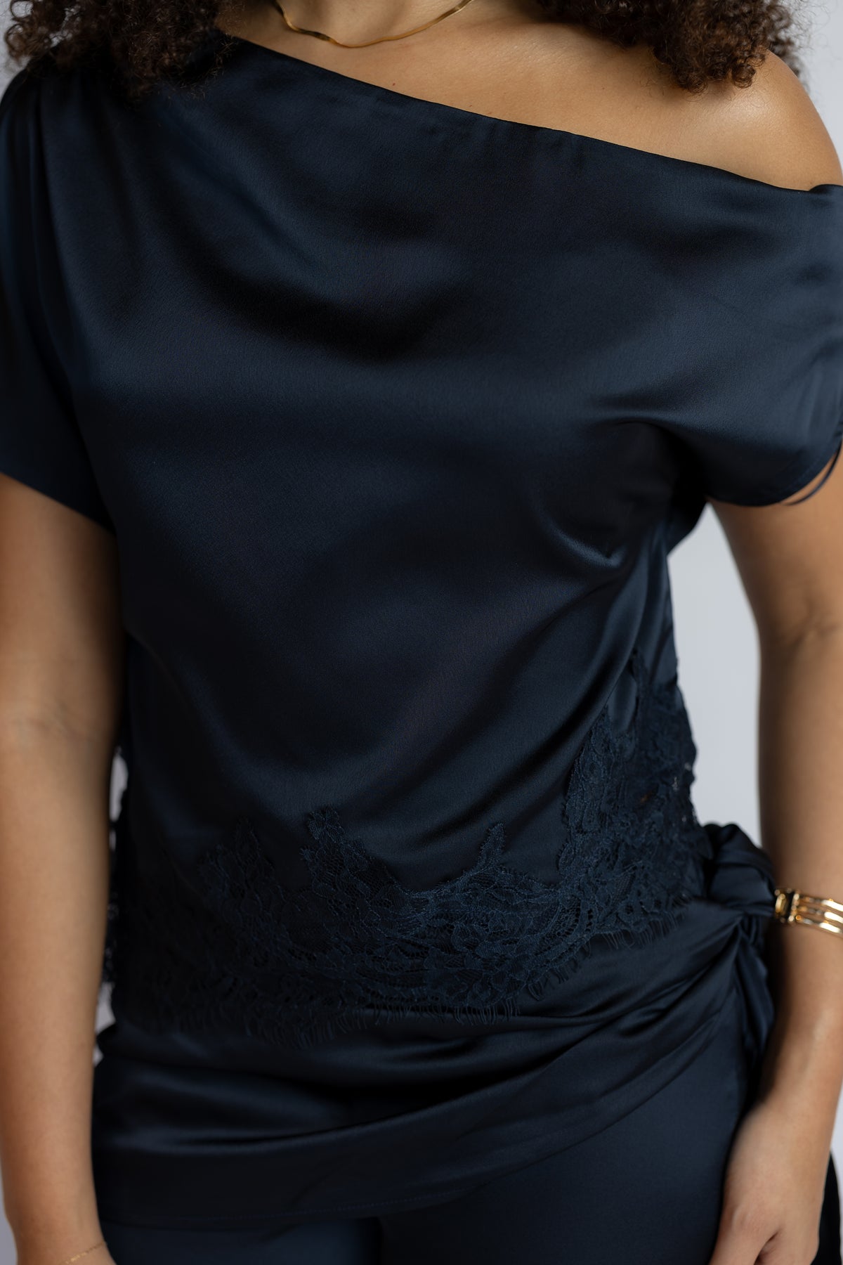 Under The Lights One Shoulder Satin Top