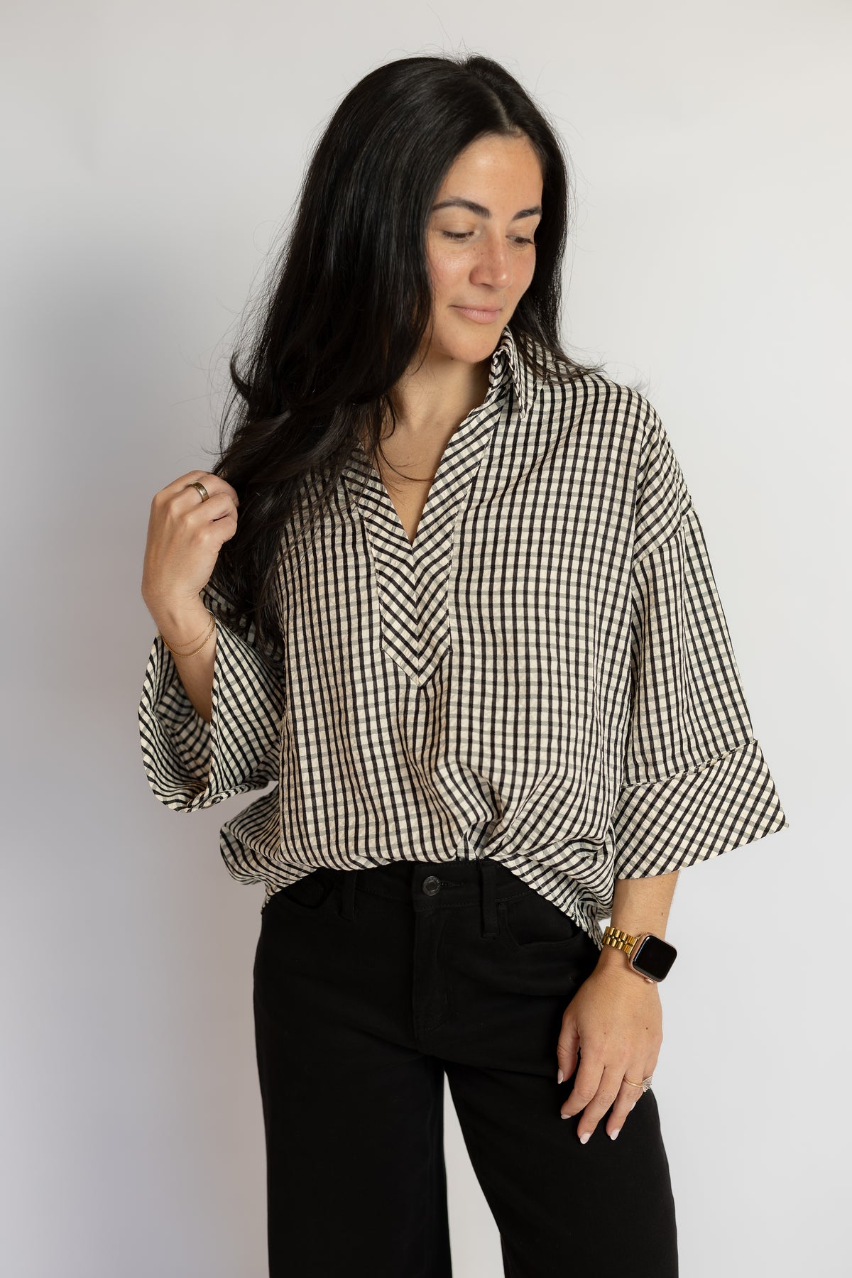Up A Hill Gingham Blouse