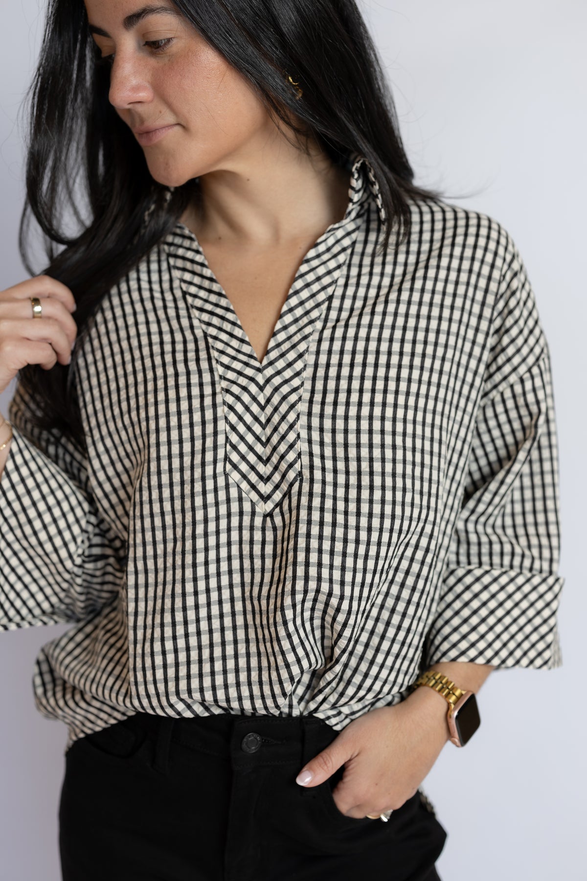 Up A Hill Gingham Blouse