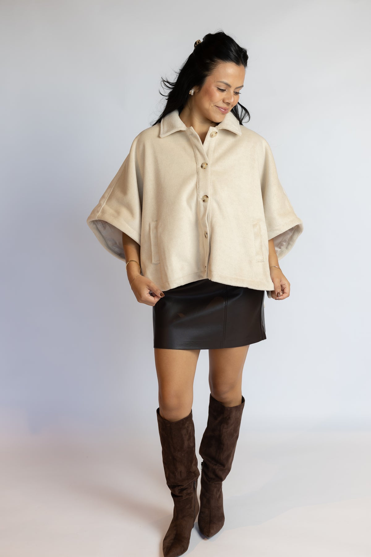 Carly Button Front Cape Jacket