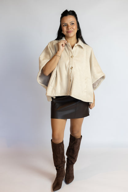 Carly Button Front Cape Jacket