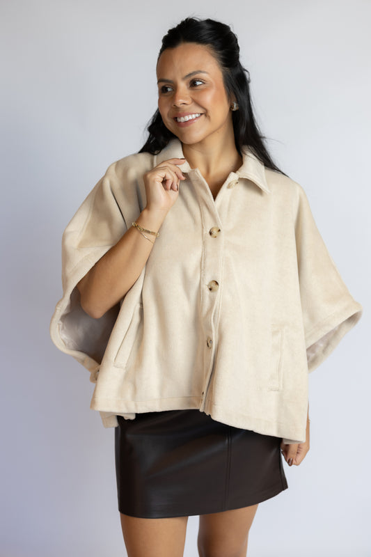 Carly Button Front Cape Jacket