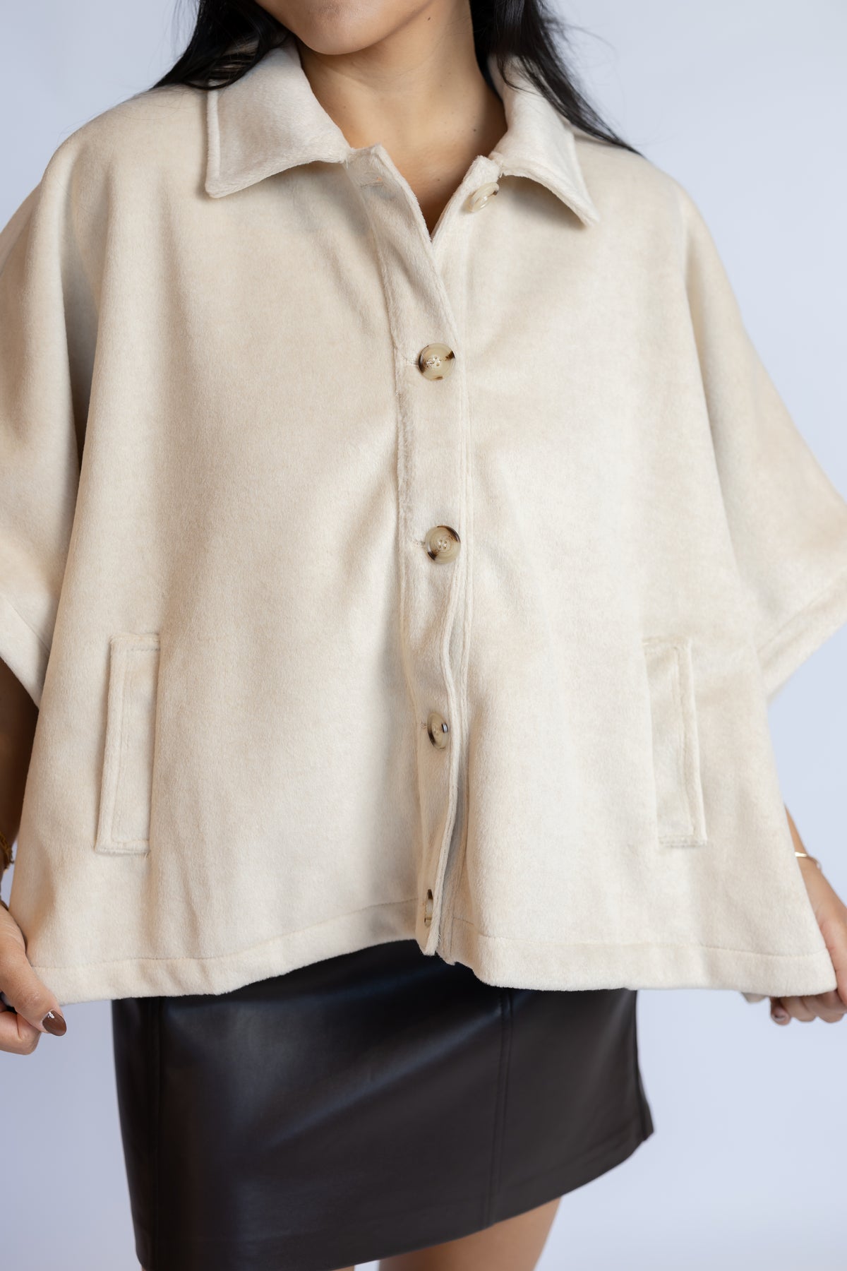 Carly Button Front Cape Jacket