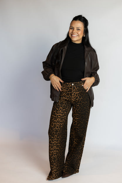 Harry Wide Leg Leopard Jeans