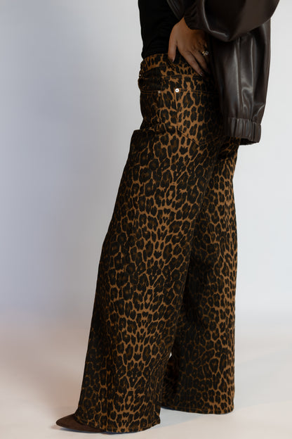 Harry Wide Leg Leopard Jeans