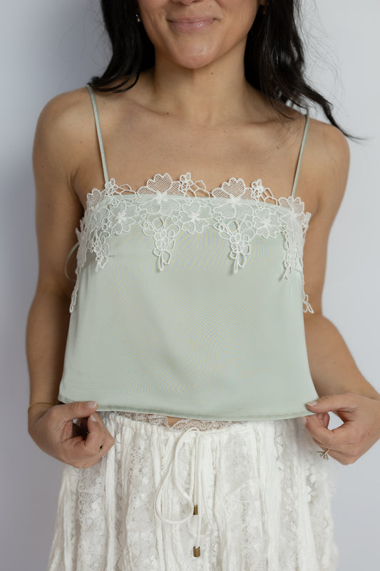 So Innocent Lace Satin Top