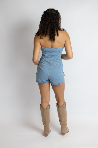 Wish You Would Denim Vest Romper