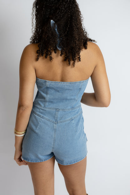 Wish You Would Denim Vest Romper
