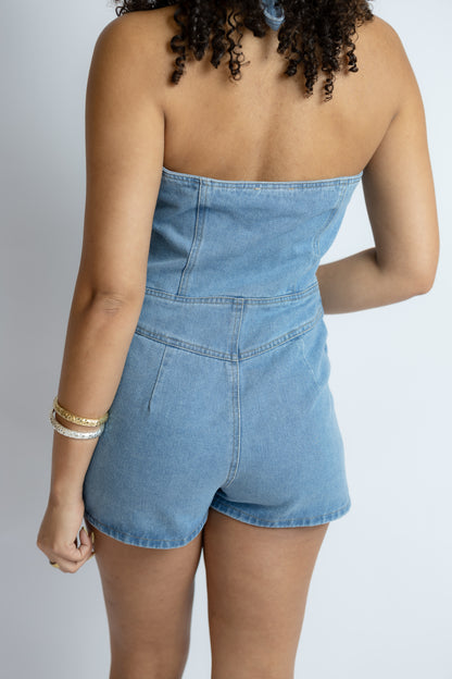 Wish You Would Denim Vest Romper