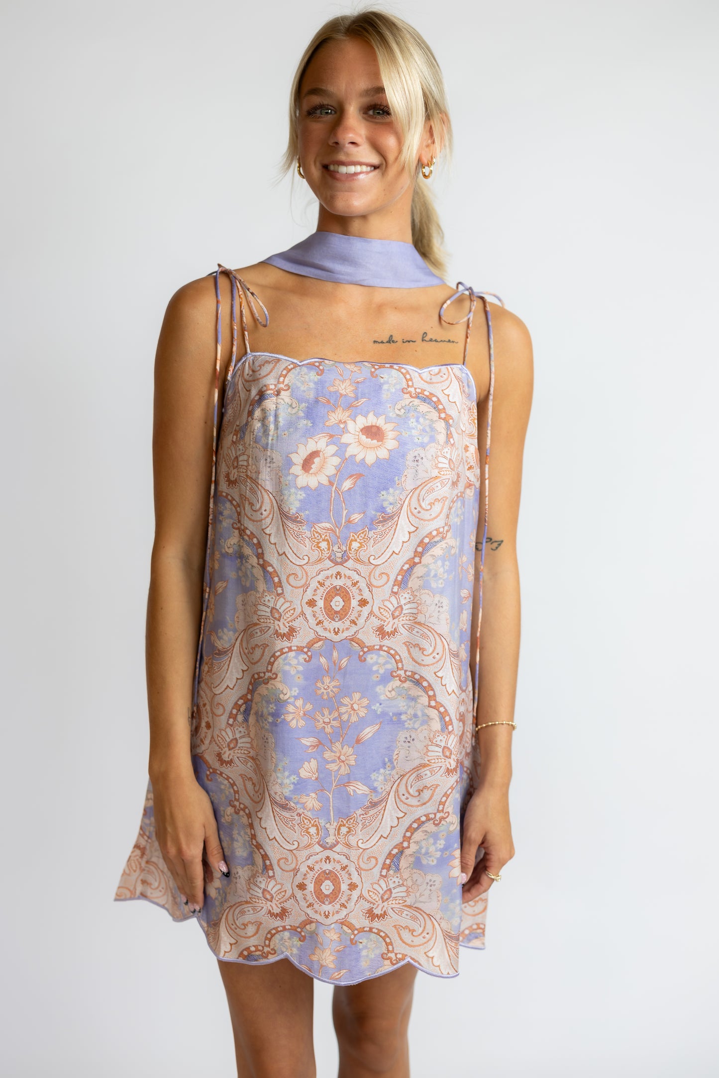 Delaney Scalloped Mini Dress