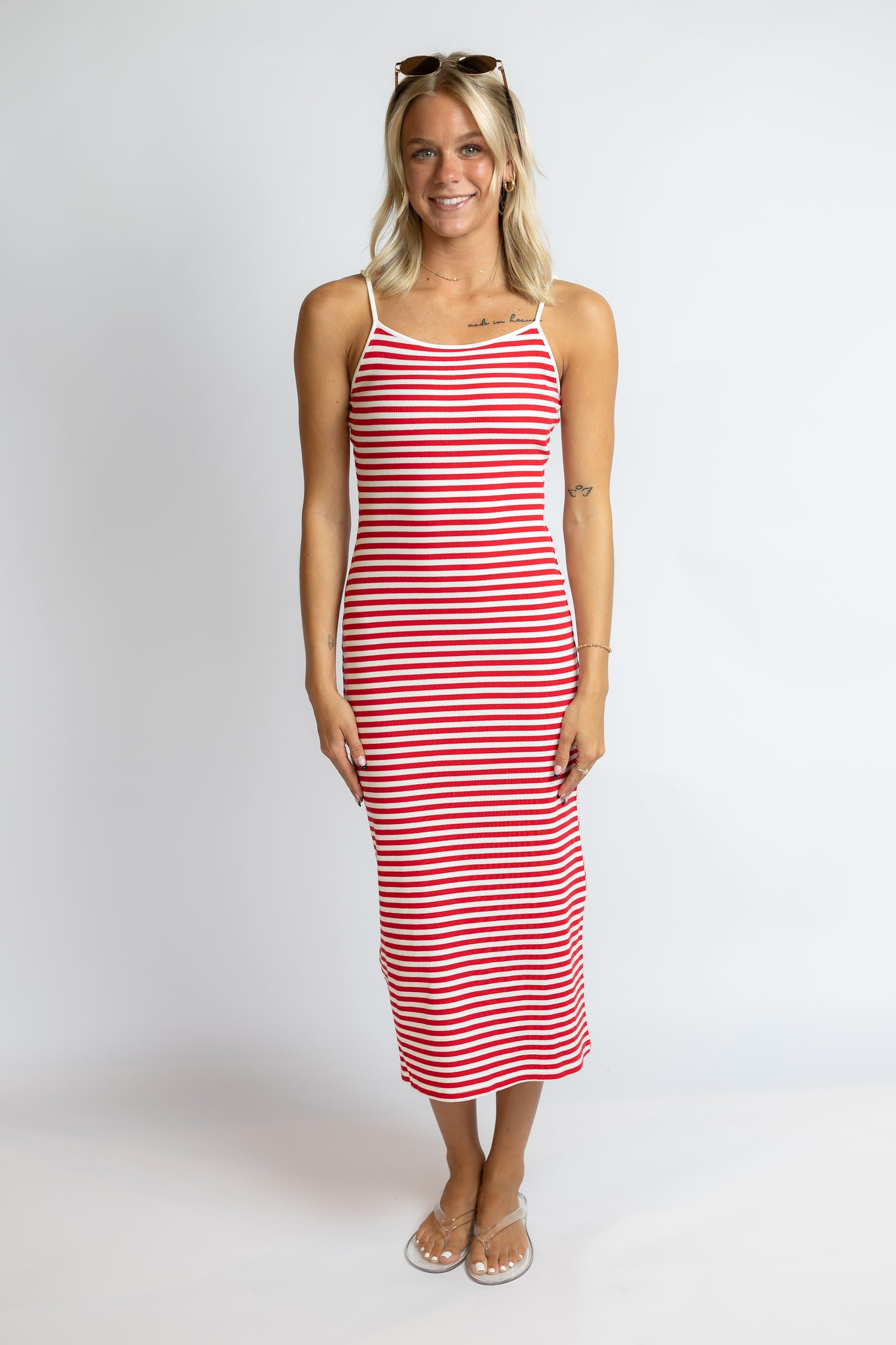 Things We Meant Striped Midi Dress