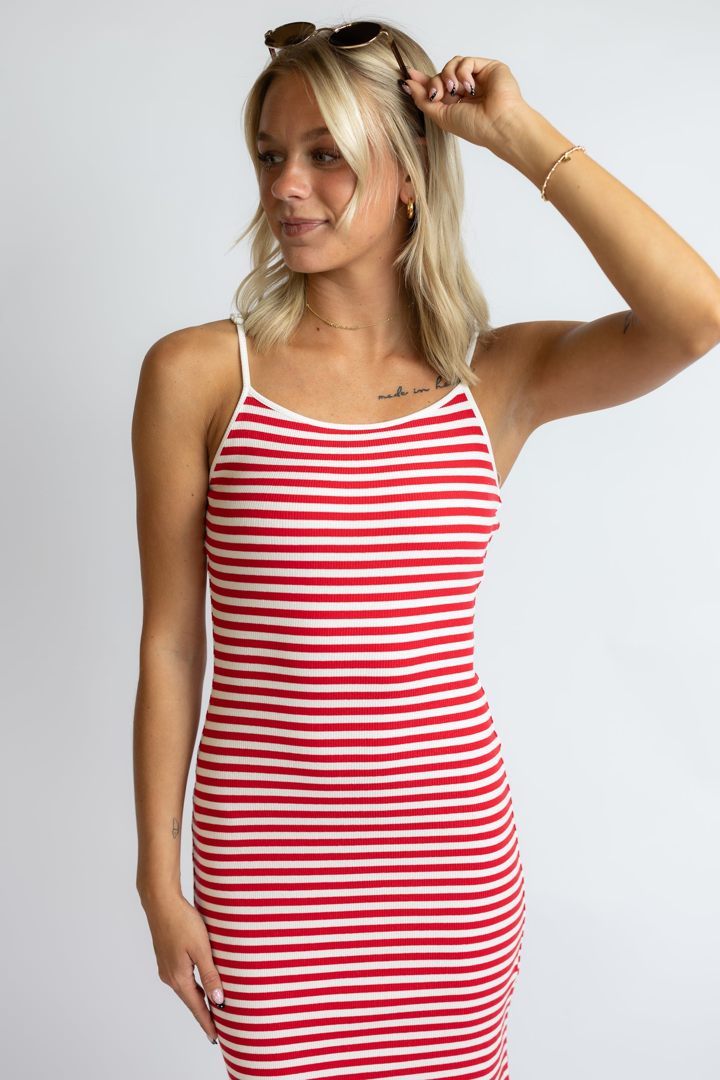 Things We Meant Striped Midi Dress