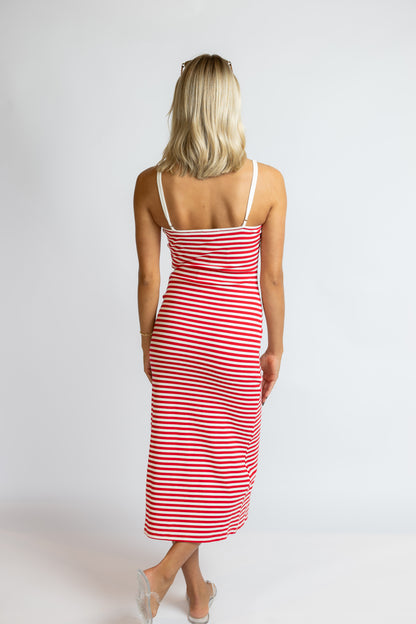 Things We Meant Striped Midi Dress