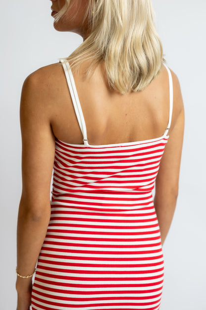 Things We Meant Striped Midi Dress