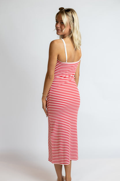 Things We Meant Striped Midi Dress