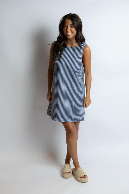 Charis Striped Open Back Dress