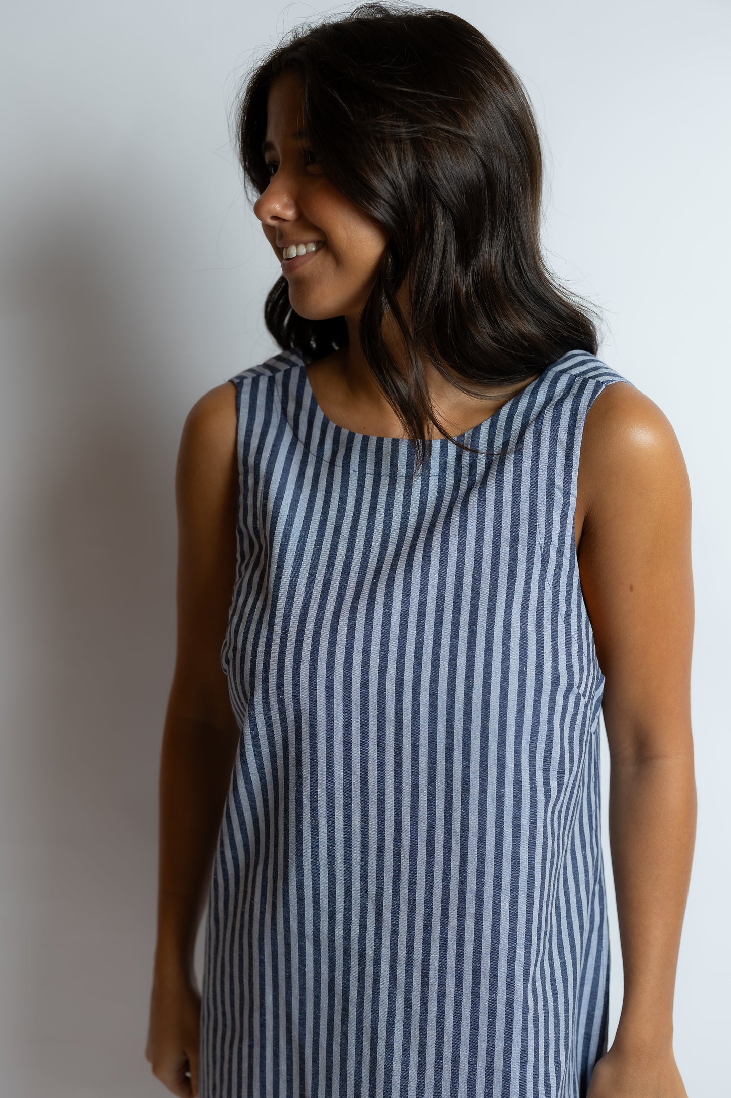 Charis Striped Open Back Dress