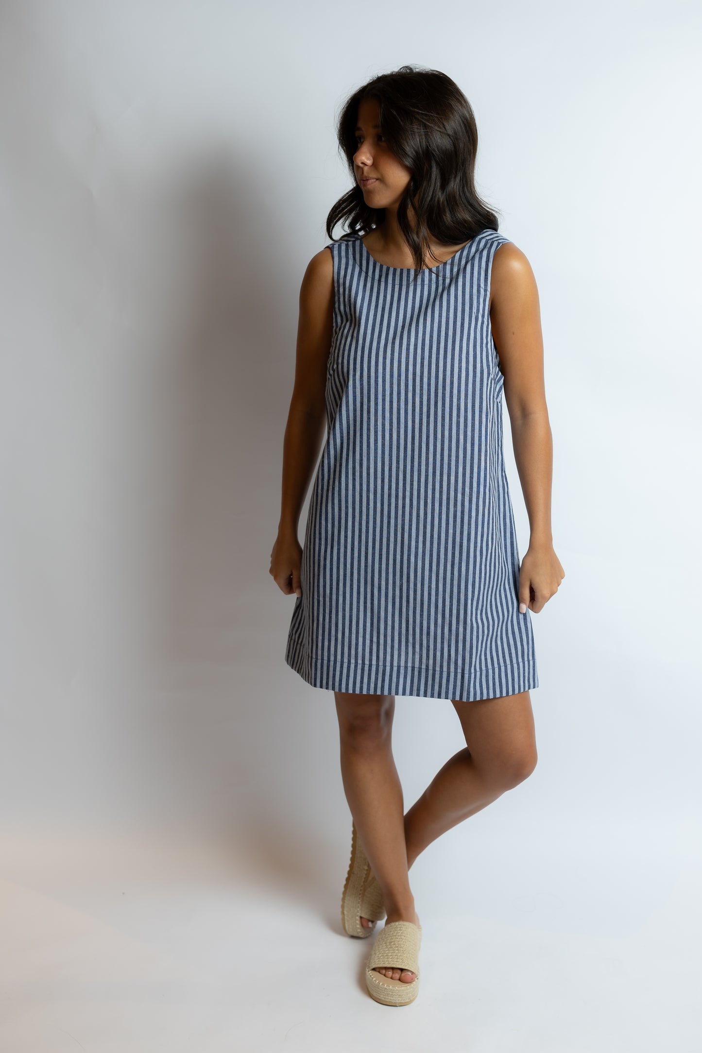 Charis Striped Open Back Dress