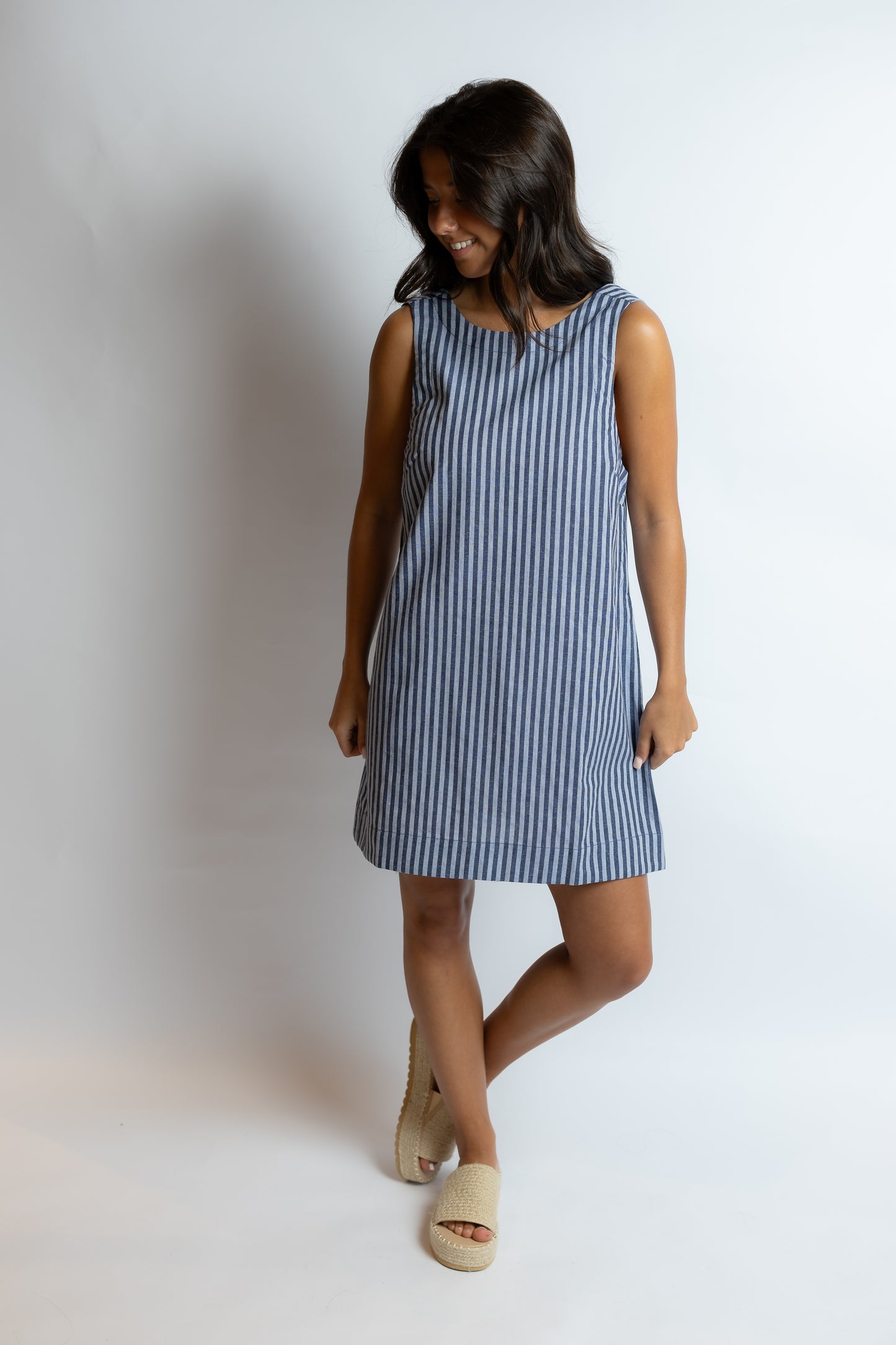 Charis Striped Open Back Dress