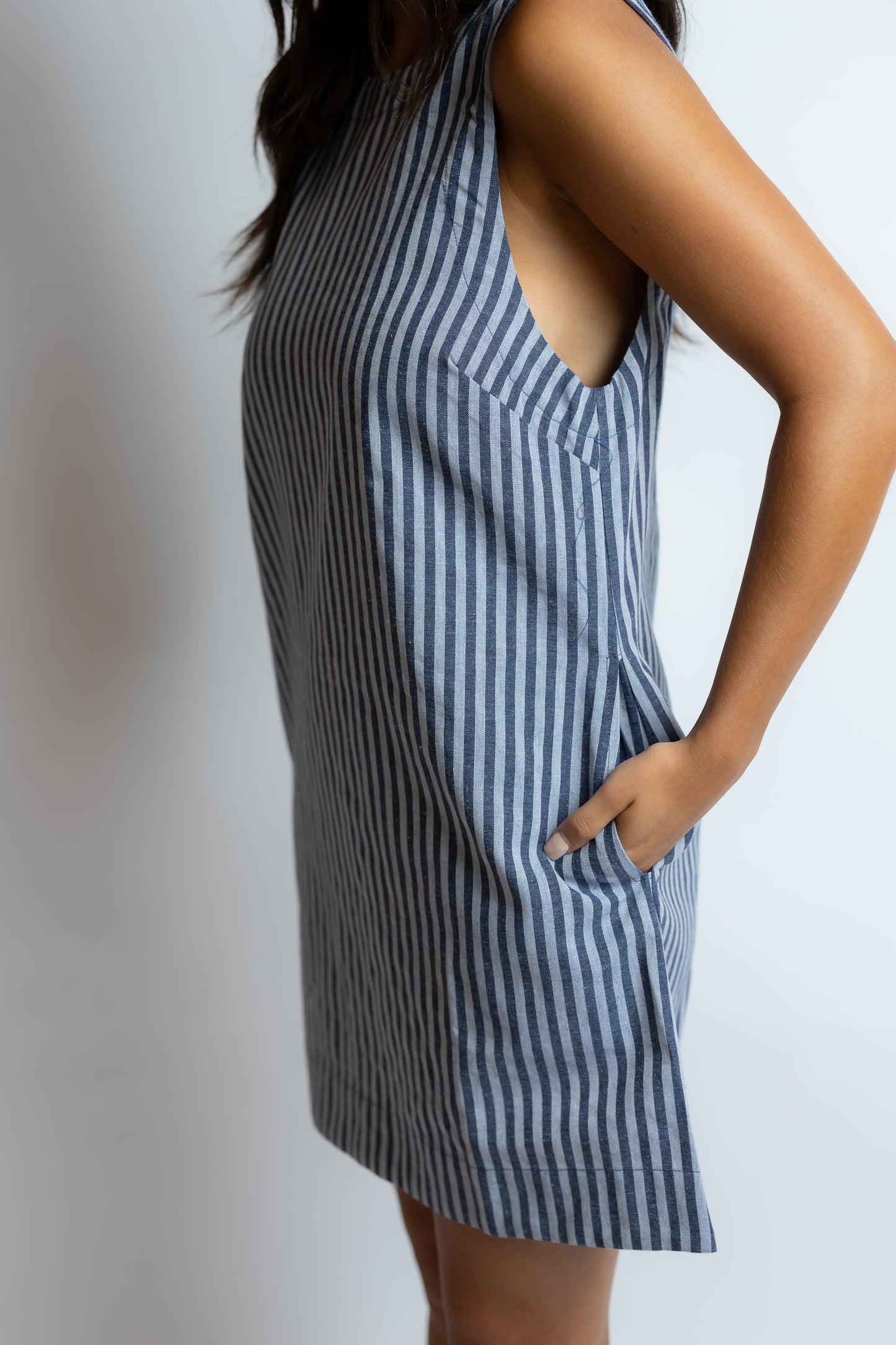 Charis Striped Open Back Dress