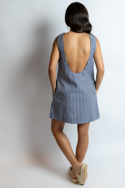Charis Striped Open Back Dress