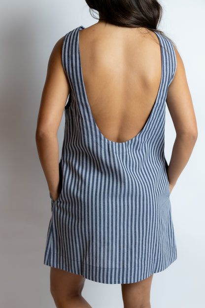 Charis Striped Open Back Dress