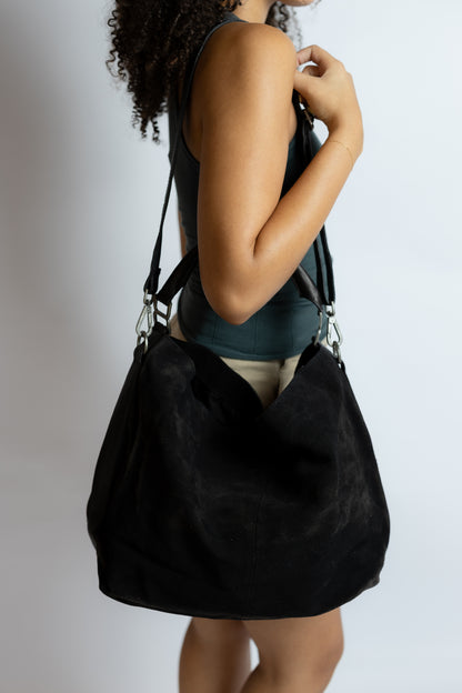 Suzie Suede Slouch Tote Black