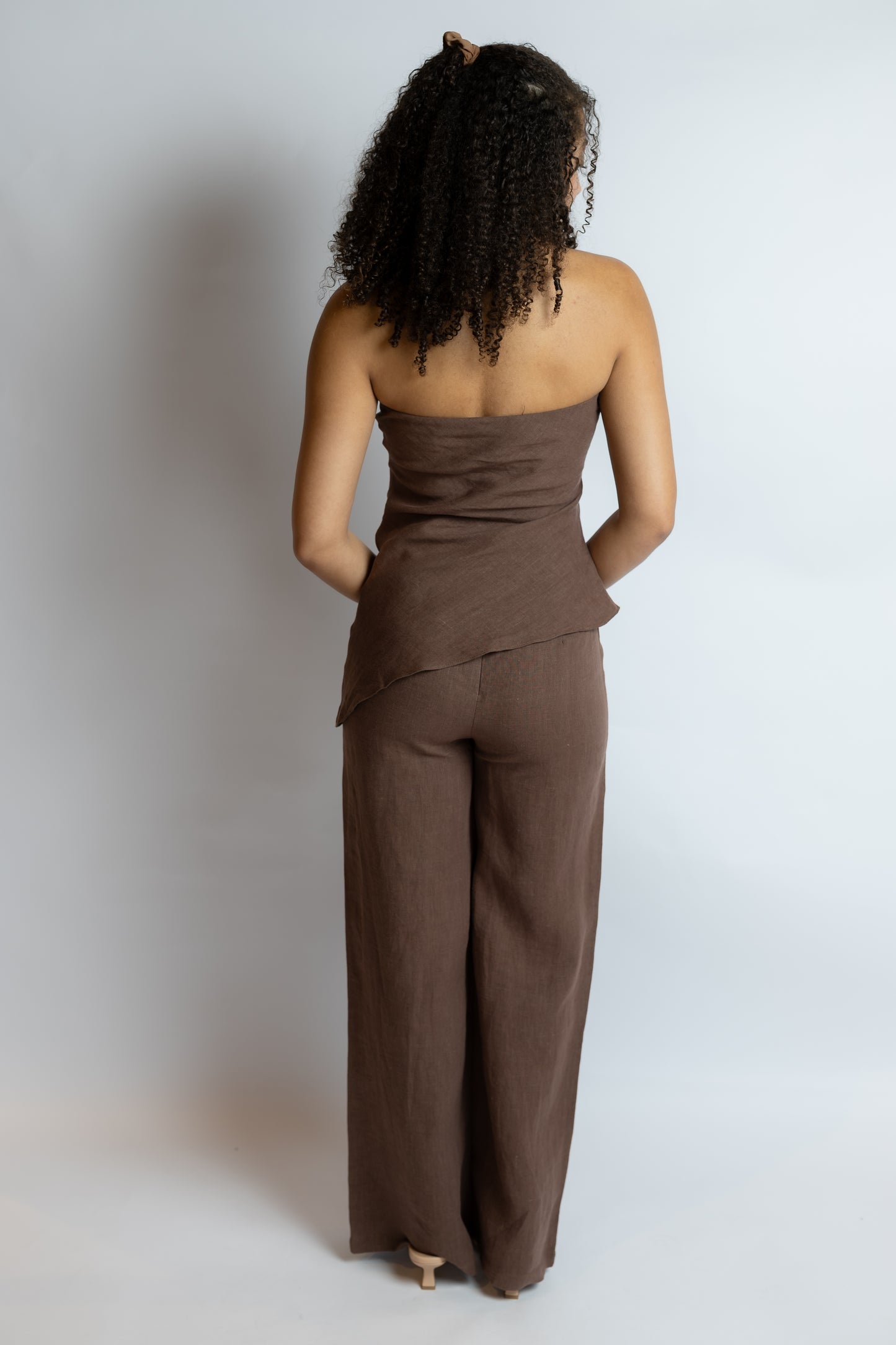 Rita Draped Strapless Linen Top