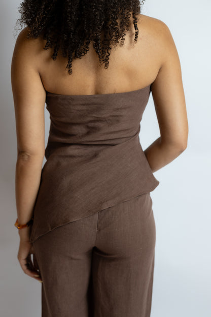 Rita Draped Strapless Linen Top