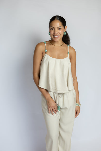 Bare Footsteps Beaded Pants Set