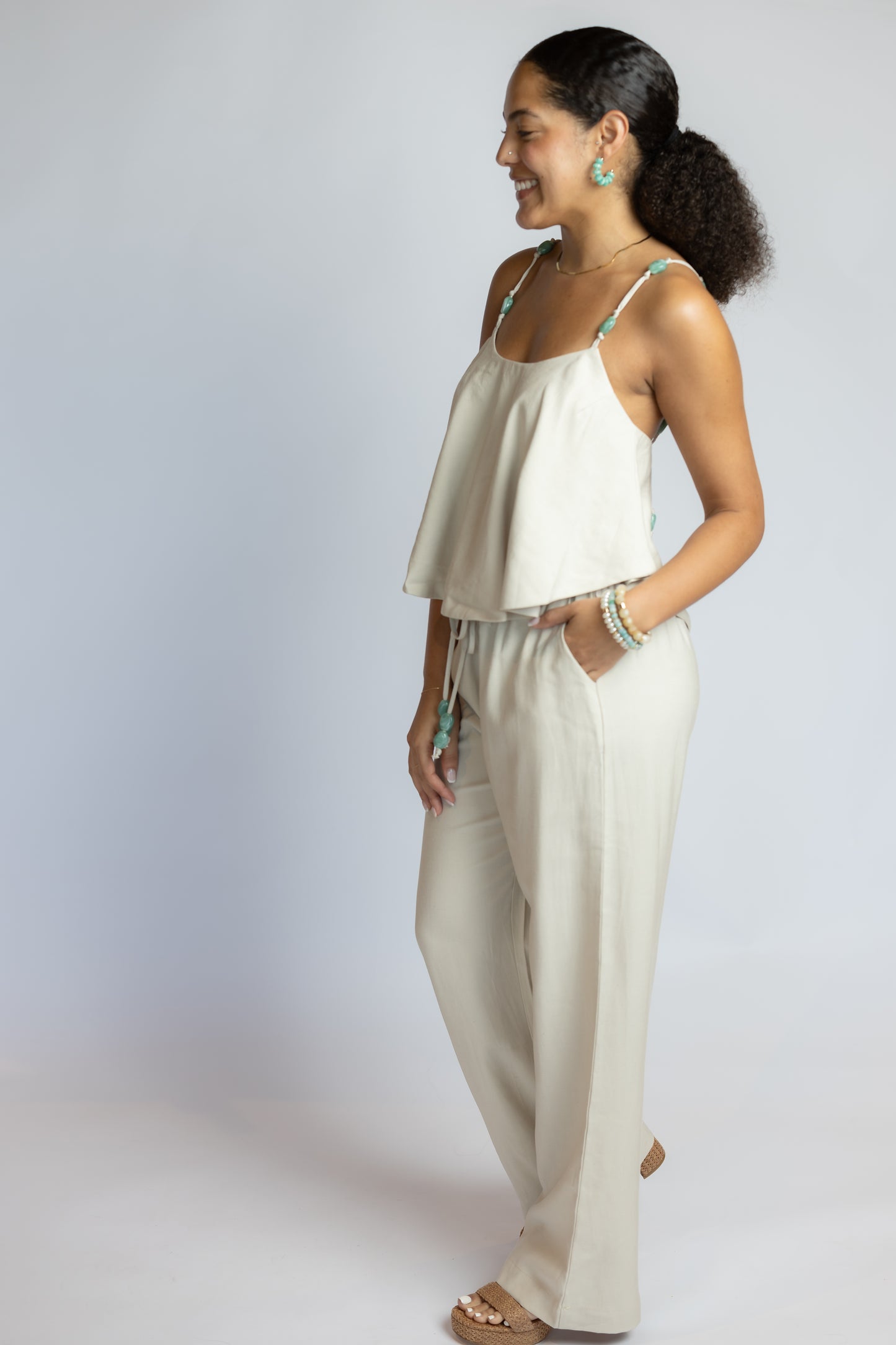 Bare Footsteps Beaded Pants Set