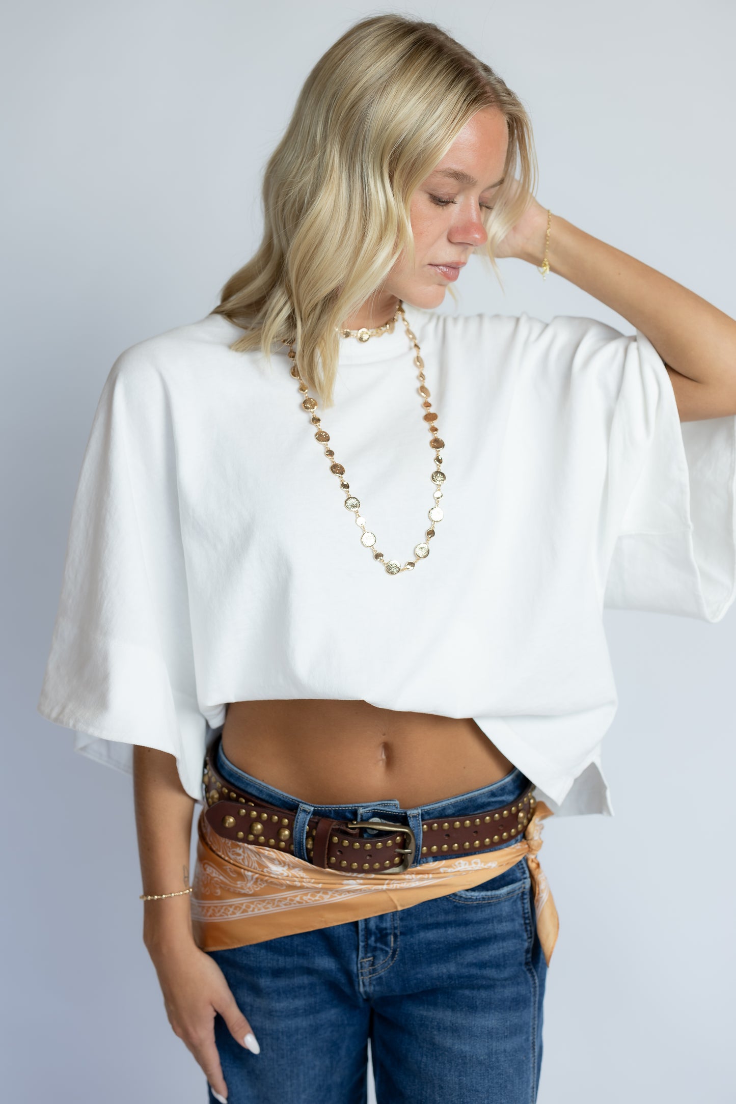 Sola Stud Belt Cognac