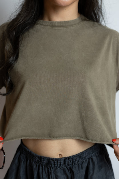 Hot Shot Cropped Tee Pewter