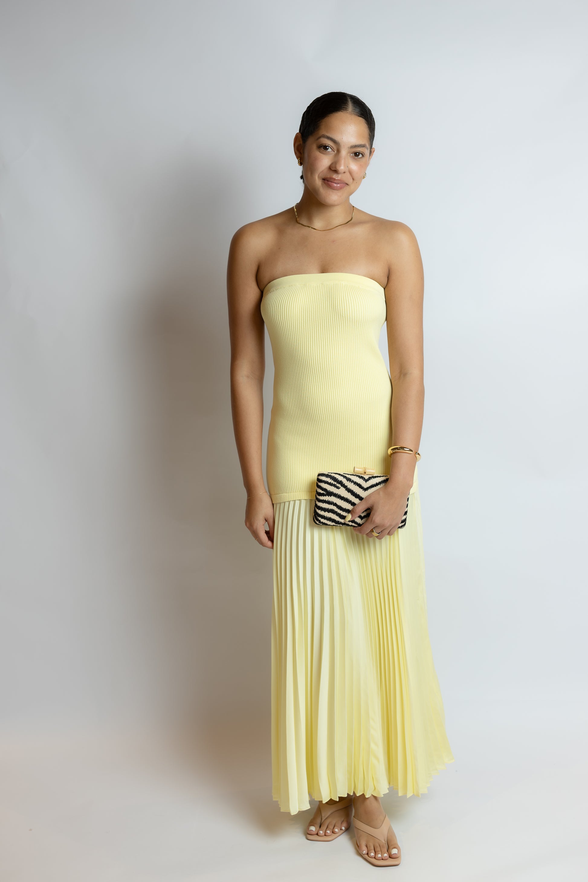 ASTR the Label | Selune Mixed Media Maxi Dress in Yellow