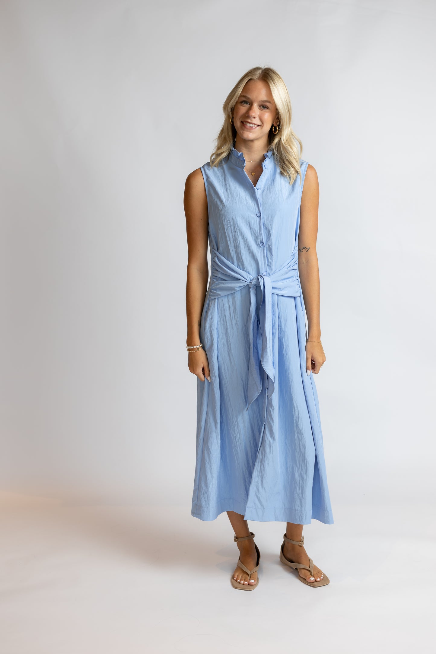 Tidal Wave Tie Waist Midi Dress