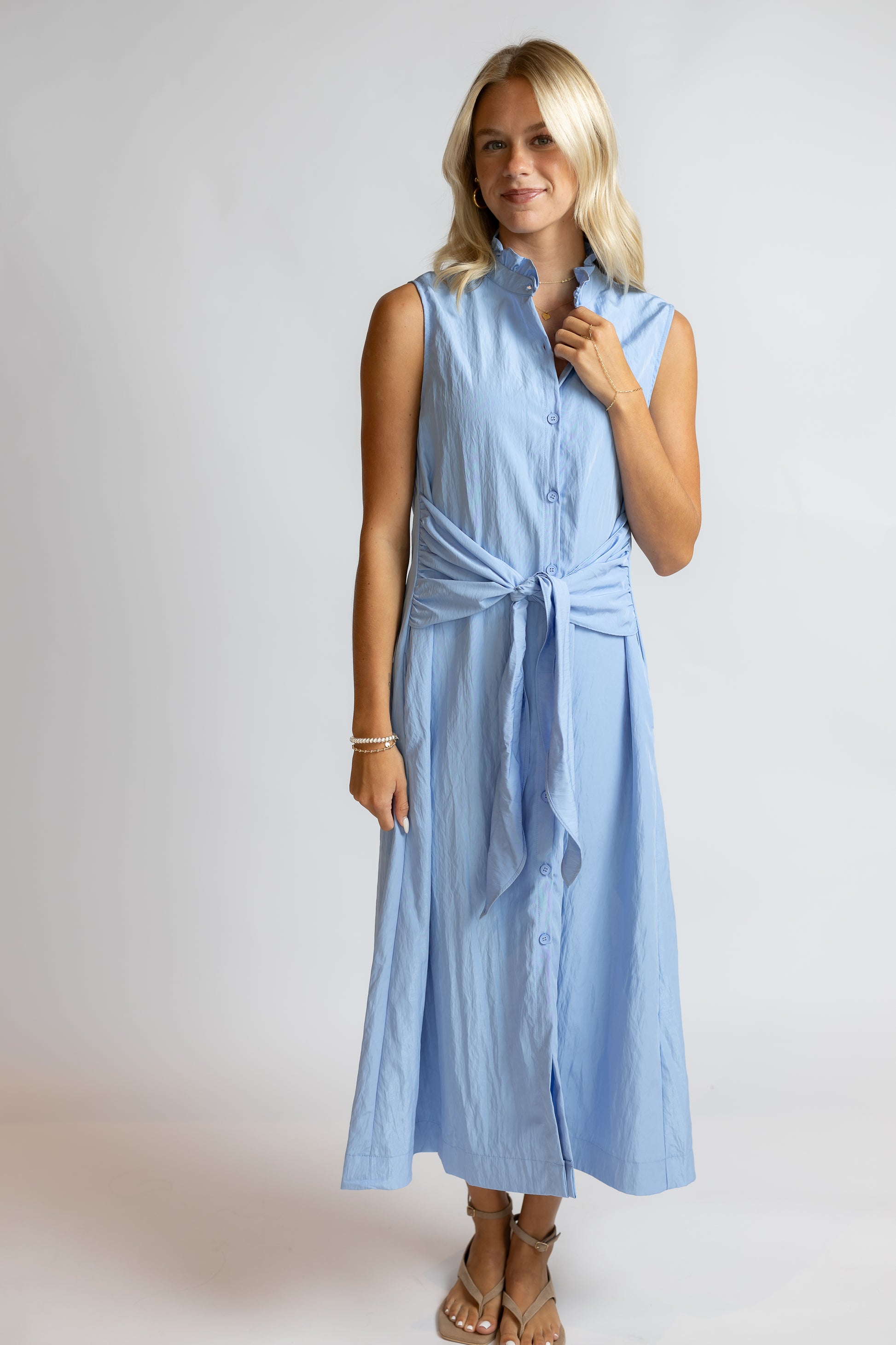 Tidal Wave Tie Waist Midi Dress
